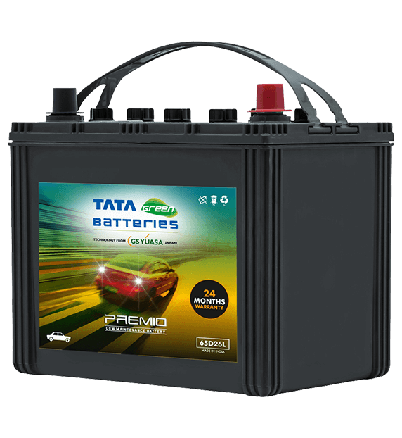 TATA Green PREMIO 65D26L 65ah Car Battery with 18 Months Warranty