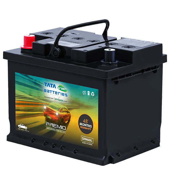 TATA Green PREMIO DIN60L 60ah Car Battery with 48 Months Warranty