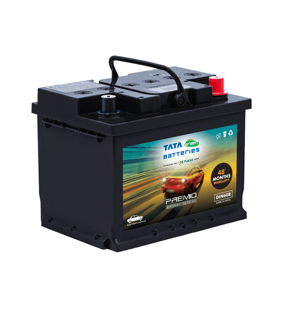 TATA Green PREMIO DIN60R 60ah Car Battery with 48 Months Warranty